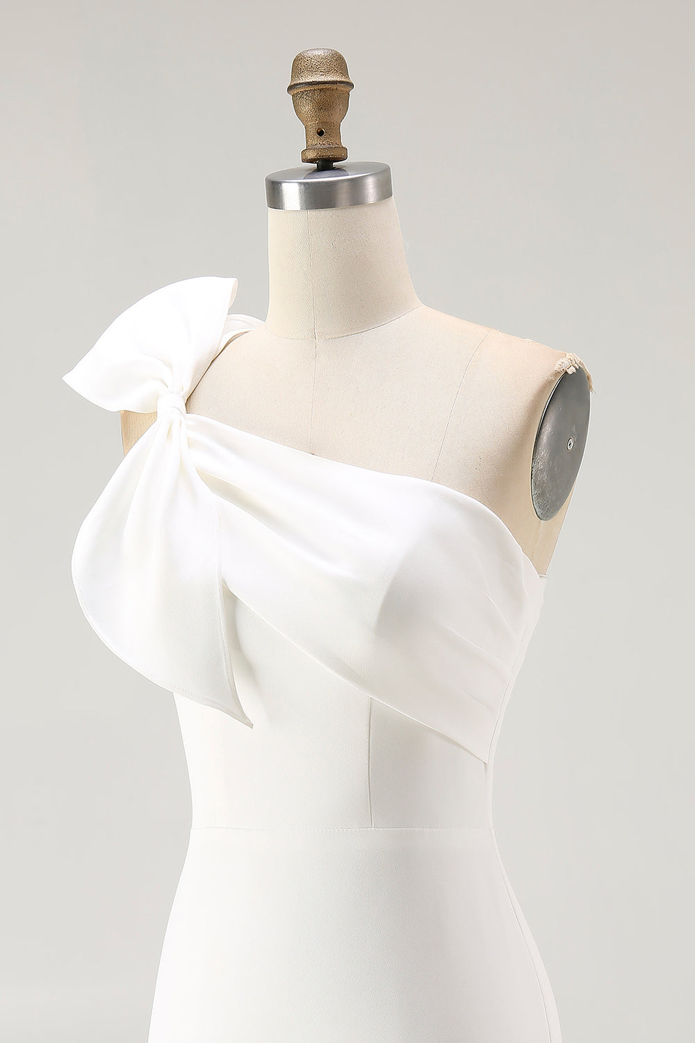 White One Shoulder Bow Bodycon Graduation Dress