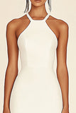 White Sleeveless Satin Short Graduation Dress