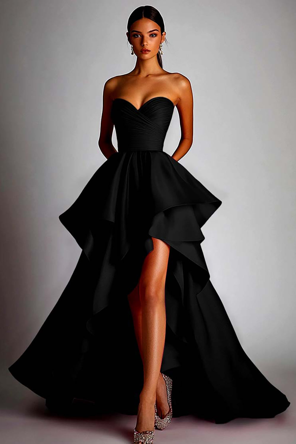 Sweetheart Fuchsia A Line Ruffle High Low Formal Dress