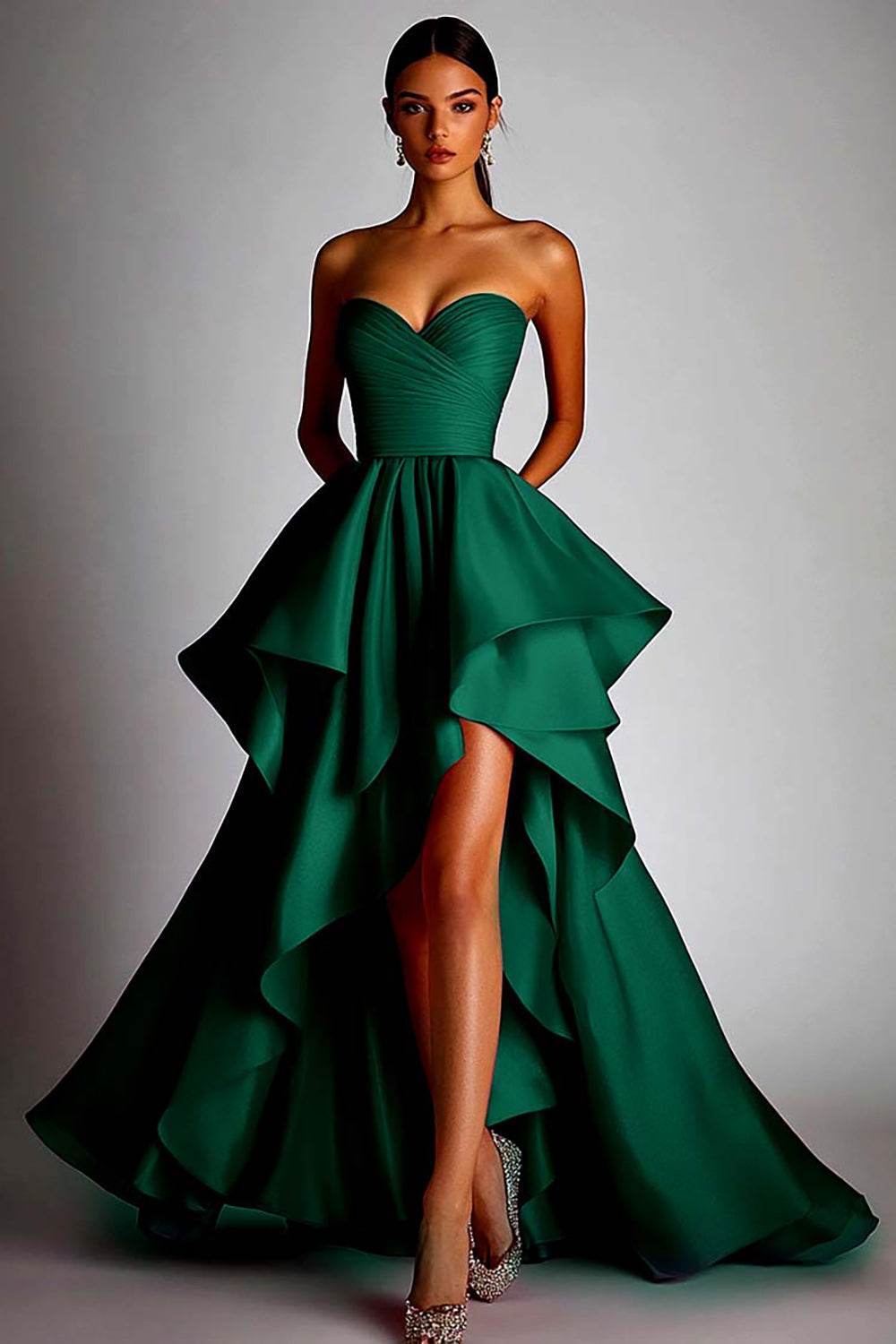 Sweetheart Fuchsia A Line Ruffle High Low Formal Dress