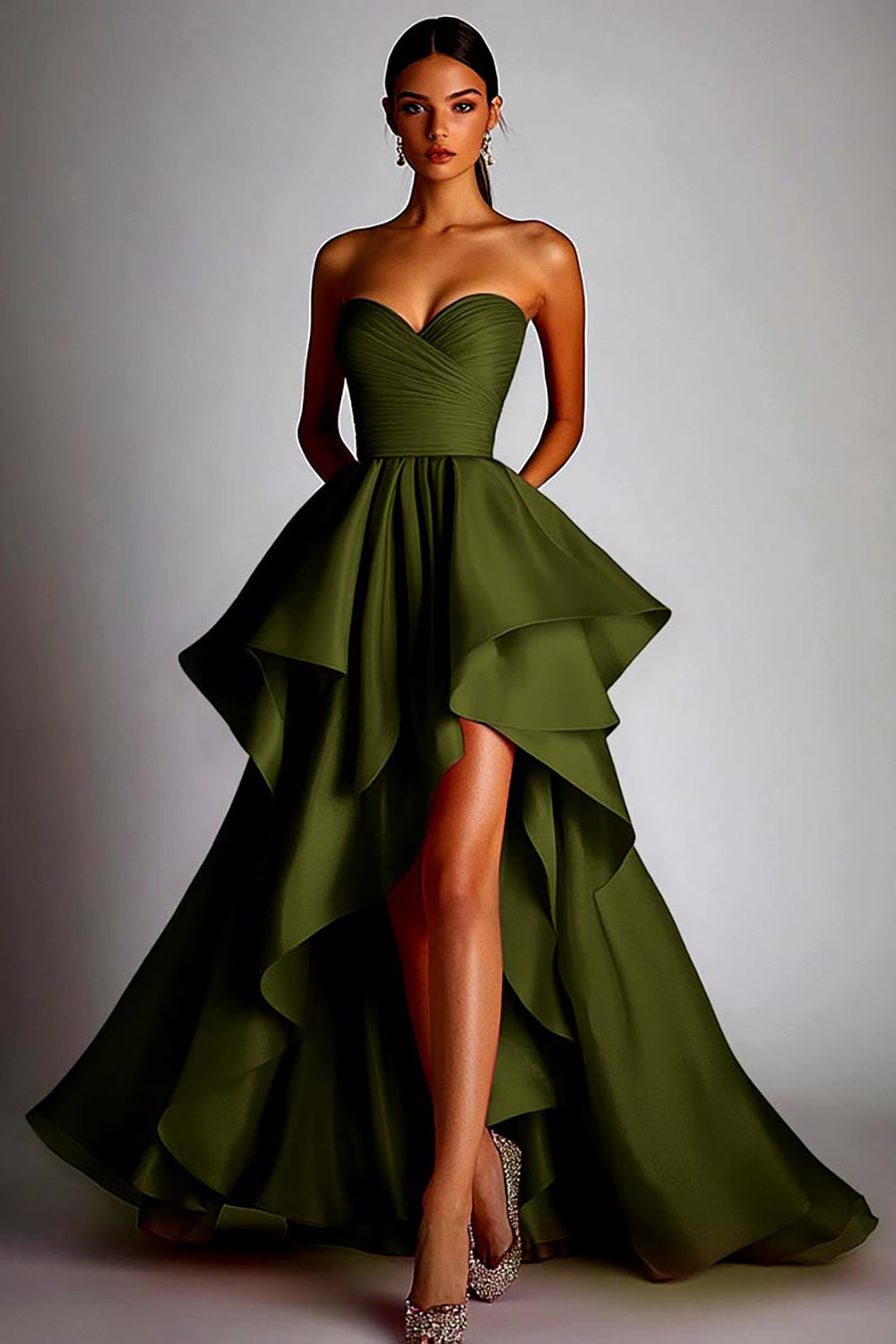 Sweetheart Fuchsia A Line Ruffle High Low Formal Dress