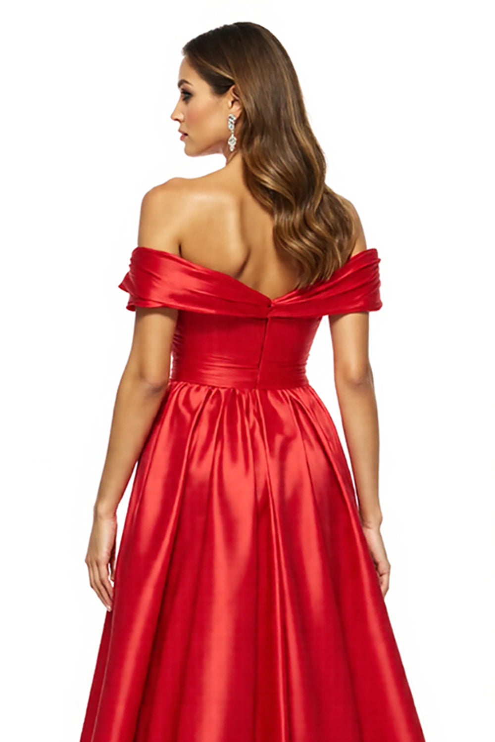 Red A Line Off The Shoulder Long Prom Dress
