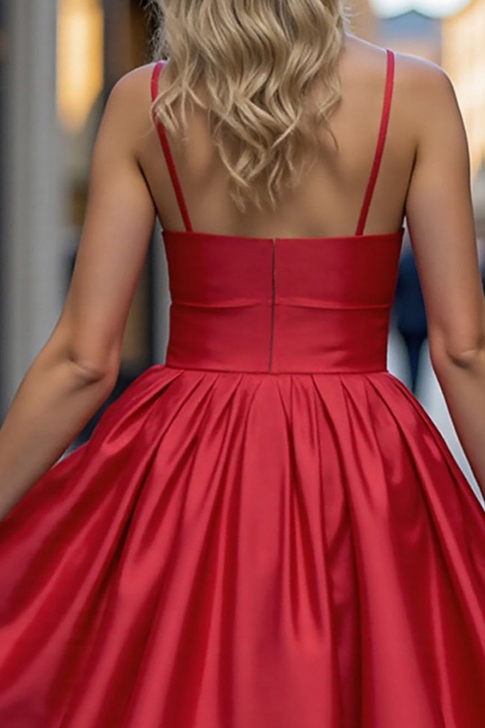 Red Spaghetti Straps A Line Cocktail Dress With 3D Flowers