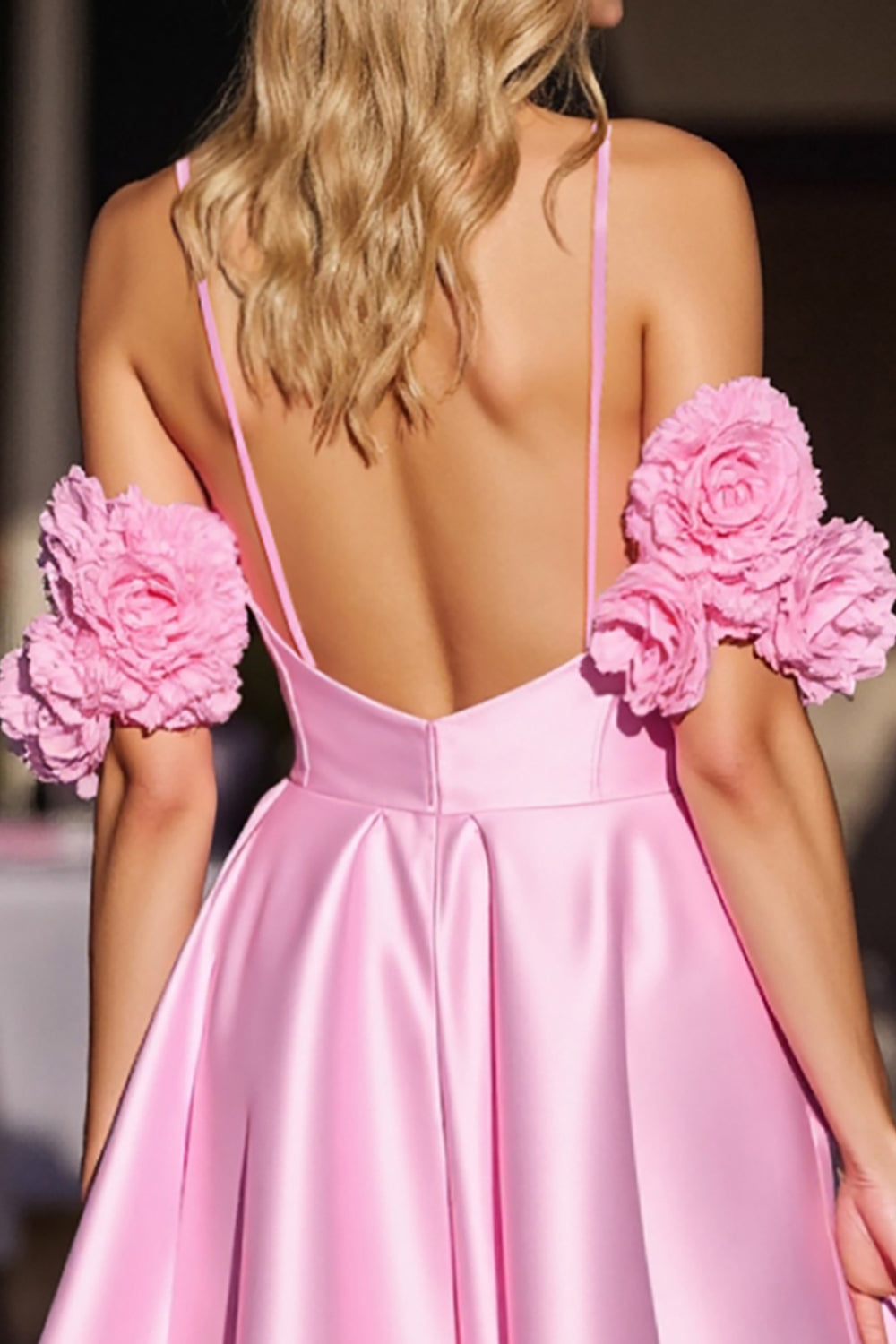Pink Corset Cute Short Prom Dress with 3D Flowers