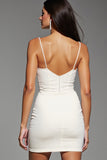 Ivory Satin Spaghetti Straps Satin Short Prom Dress