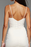 Ivory Satin Spaghetti Straps Satin Short Prom Dress