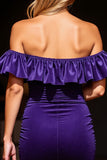 Dark Purple Bodycon Off the Shoulder Short Prom Dress