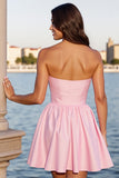 Pink Sweetheart Corset A Line Short Prom Dress