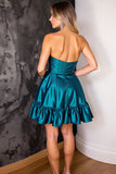 Sparkly Strapless A Line Dark Blue Cocktail Dress