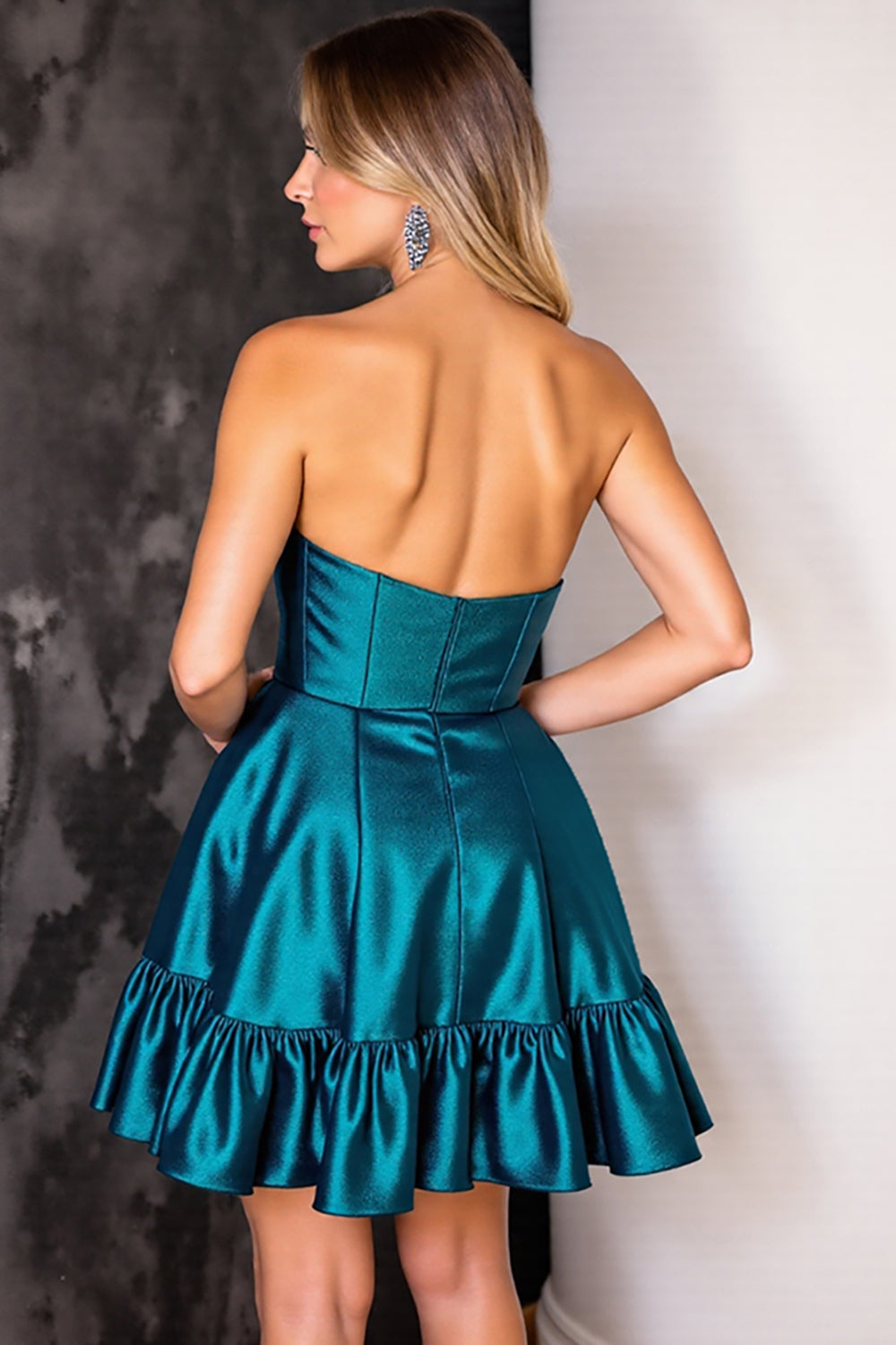 Sparkly Strapless A Line Dark Blue Cocktail Dress