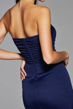 Bodycon Strapless Navy Short Prom Dress