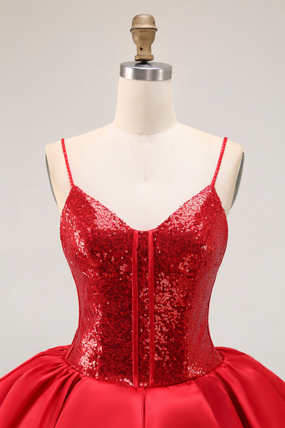 Sparkly Red Tiered Short Prom Dress with Ruffles