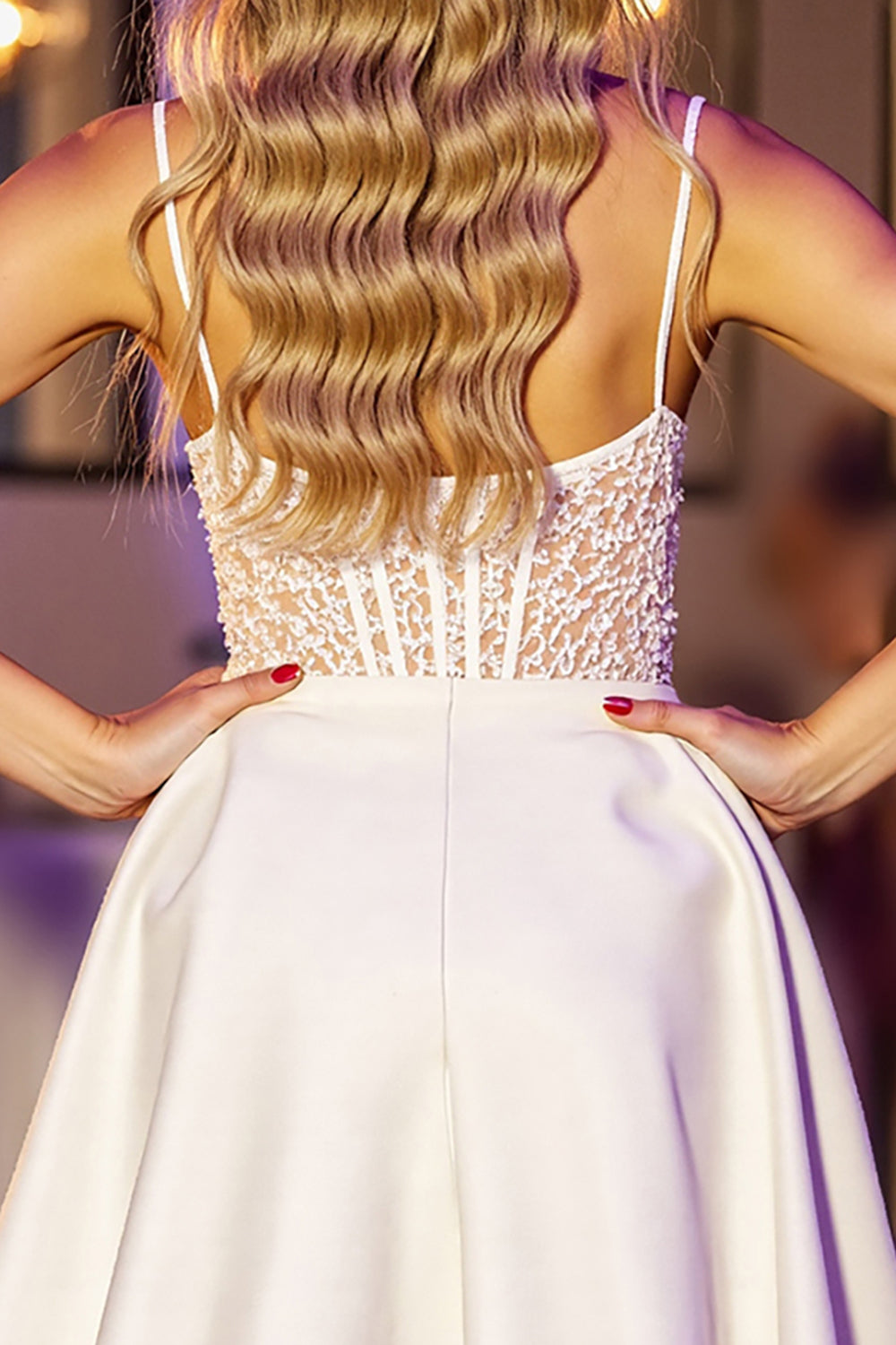 Corset White Appliqued Short Prom Dress