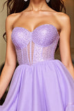 Sparkly Purple Sweetheart Corset Short Cocktail Dress