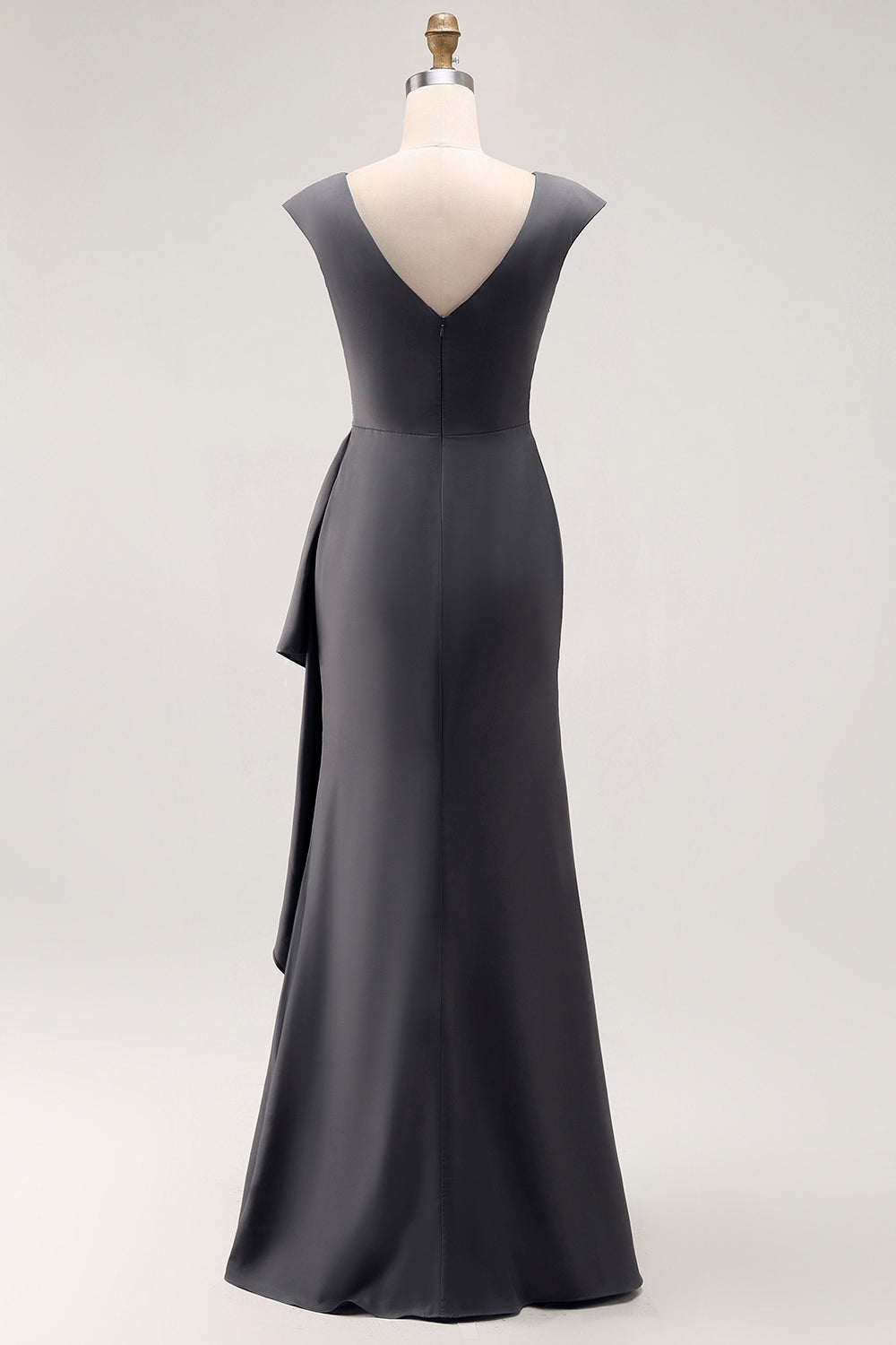 Steel Grey Mermaid Chiffon Long Mother of the Bride Dress with Ruffles