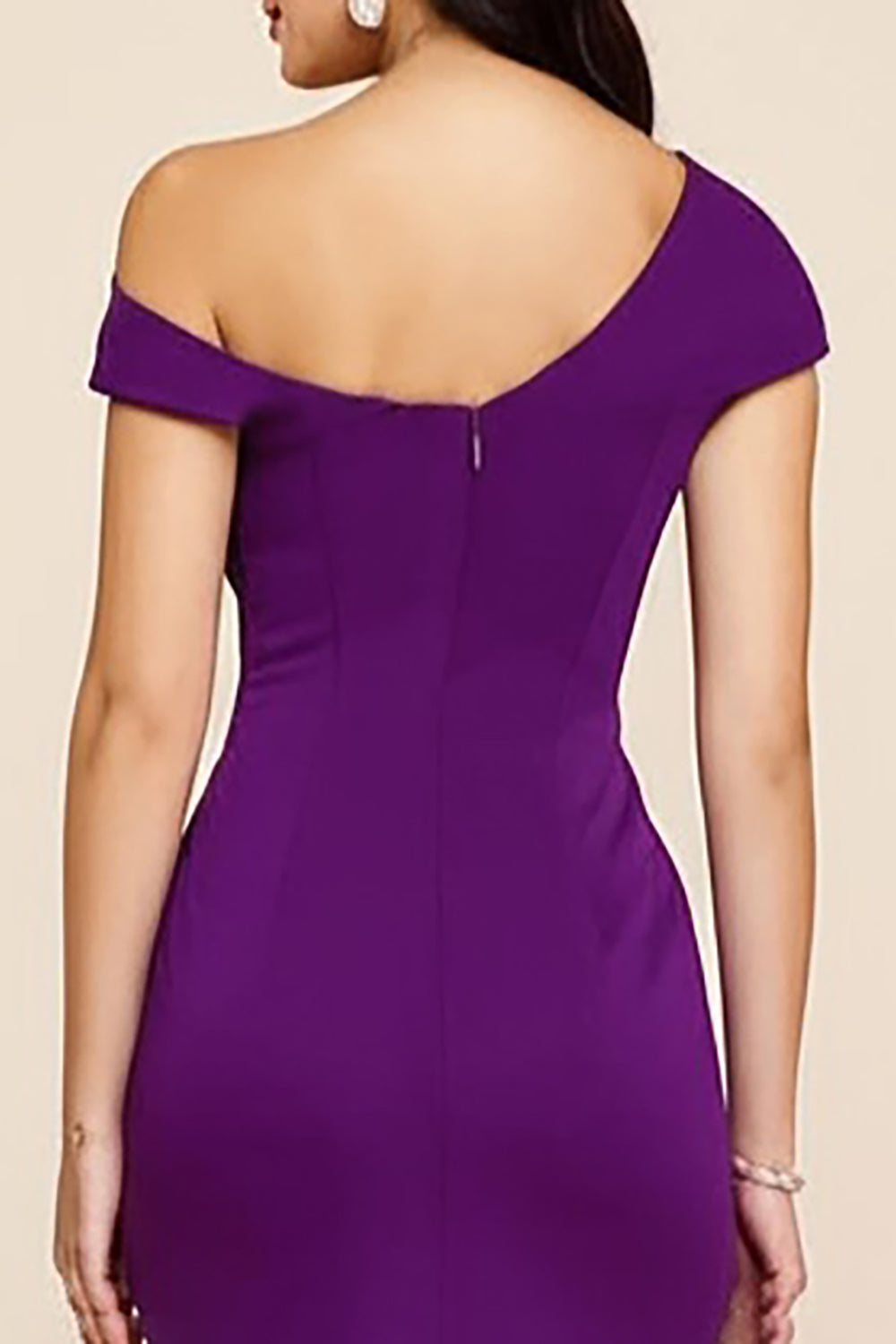 Plum Mermaid Ruched One Shoulder Long Formal Dress
