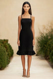 Sheath Chiffon Simple Black Formal Dress