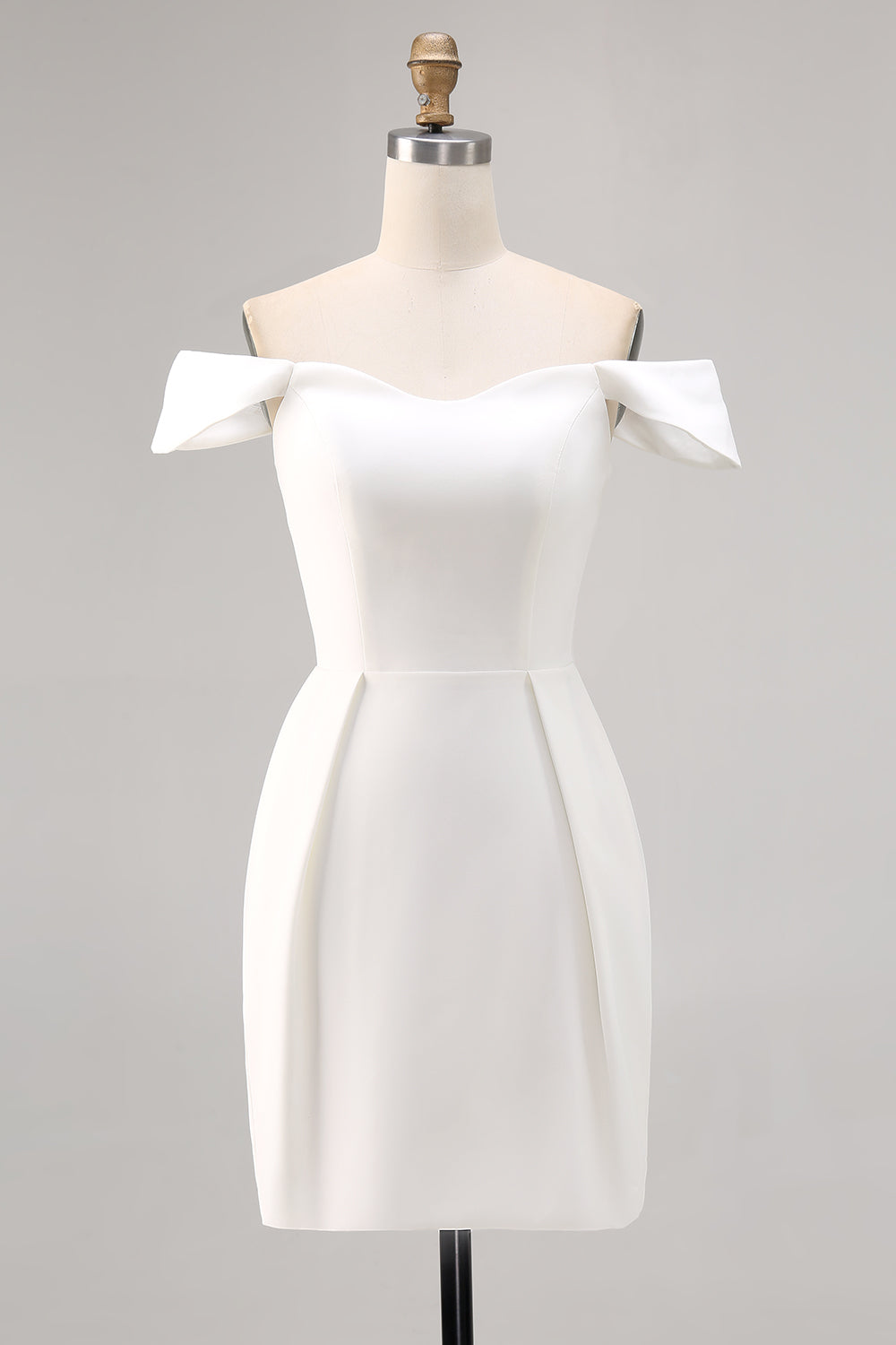 Off The Shoulder Satin Bodycon White Graduation Dress