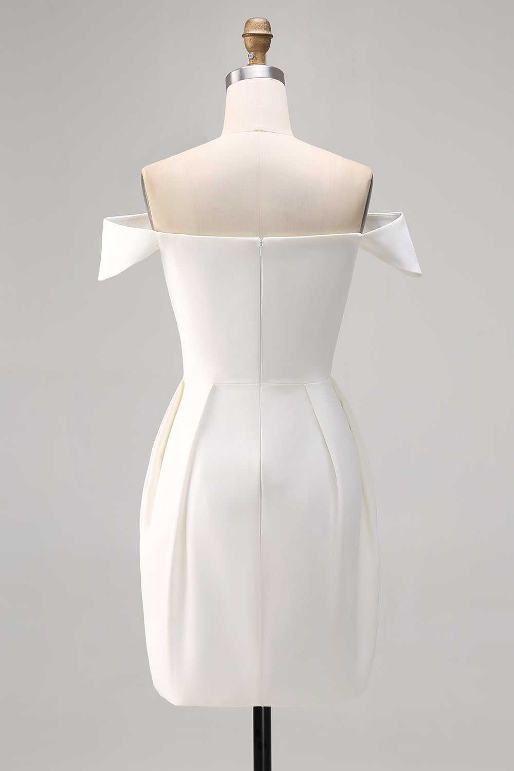 Off The Shoulder Satin Bodycon White Graduation Dress