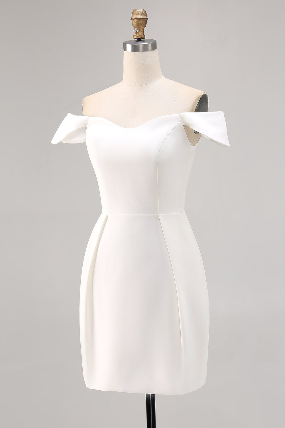 Off The Shoulder Satin Bodycon White Graduation Dress