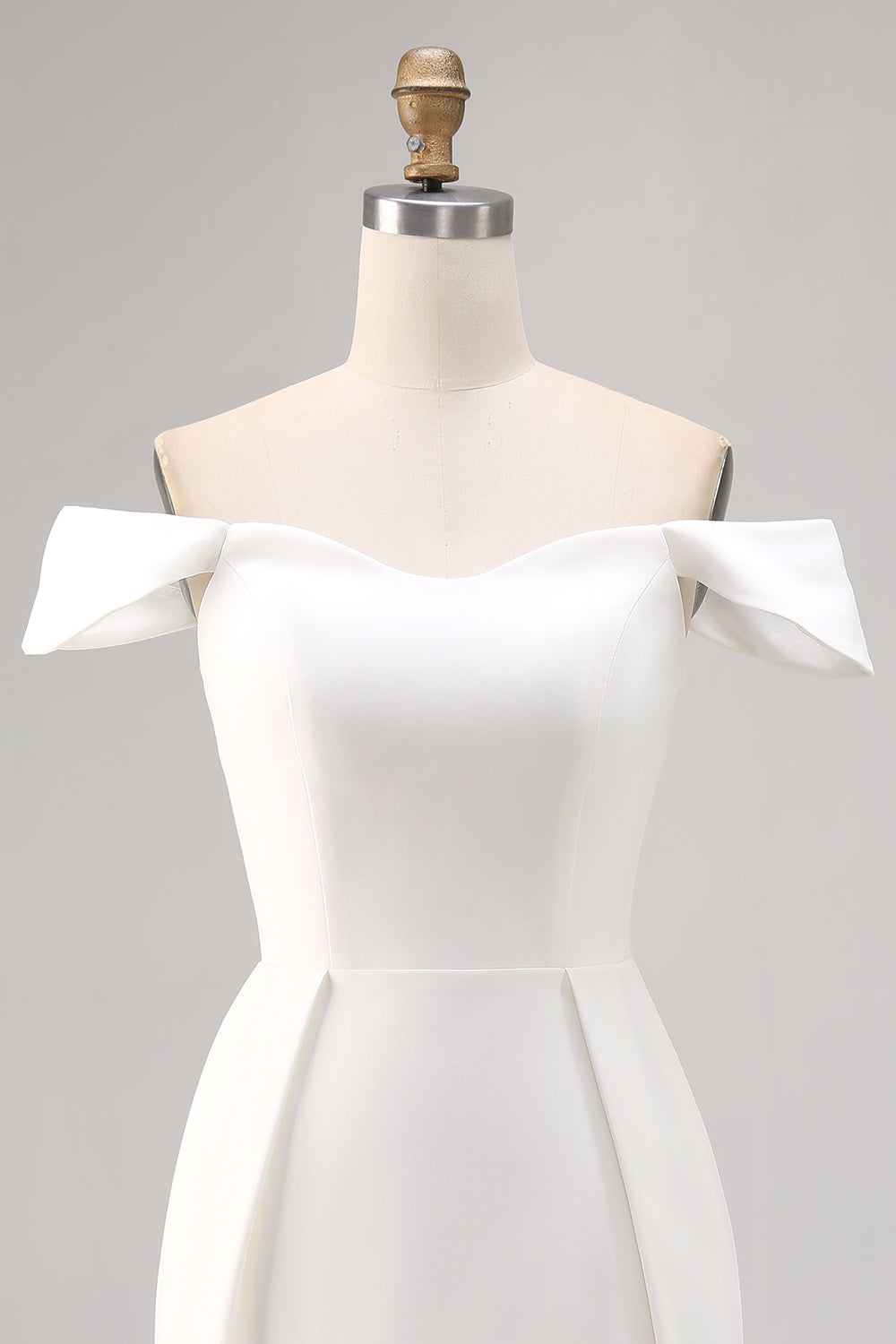 Off The Shoulder Satin Bodycon White Graduation Dress