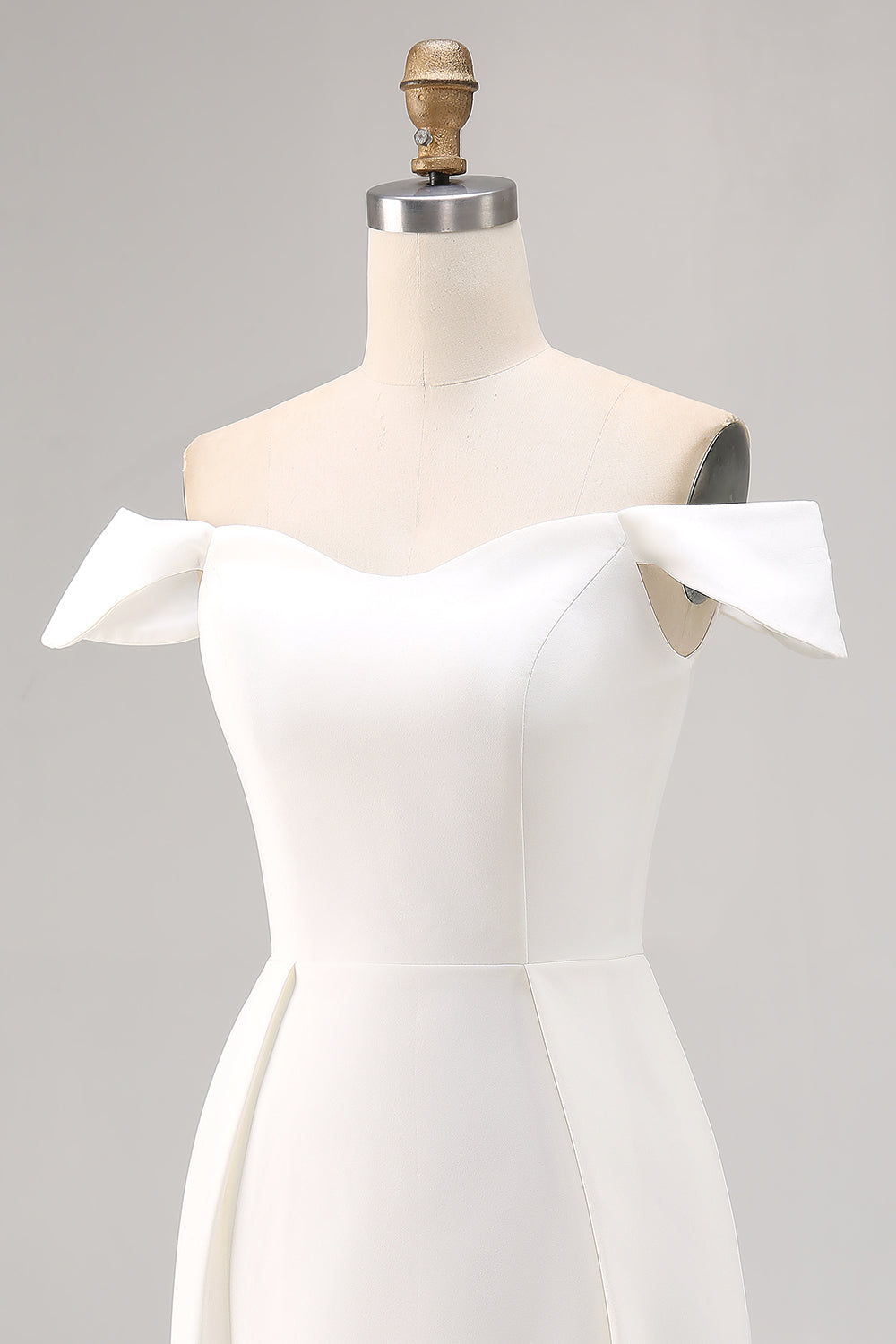 Off The Shoulder Satin Bodycon White Graduation Dress