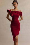 Black Satin Bodycon Midi Graduation Dress