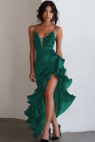 Black Spaghetti Straps Ruffled Cocktail Dress