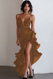 Black Spaghetti Straps Ruffled Cocktail Dress
