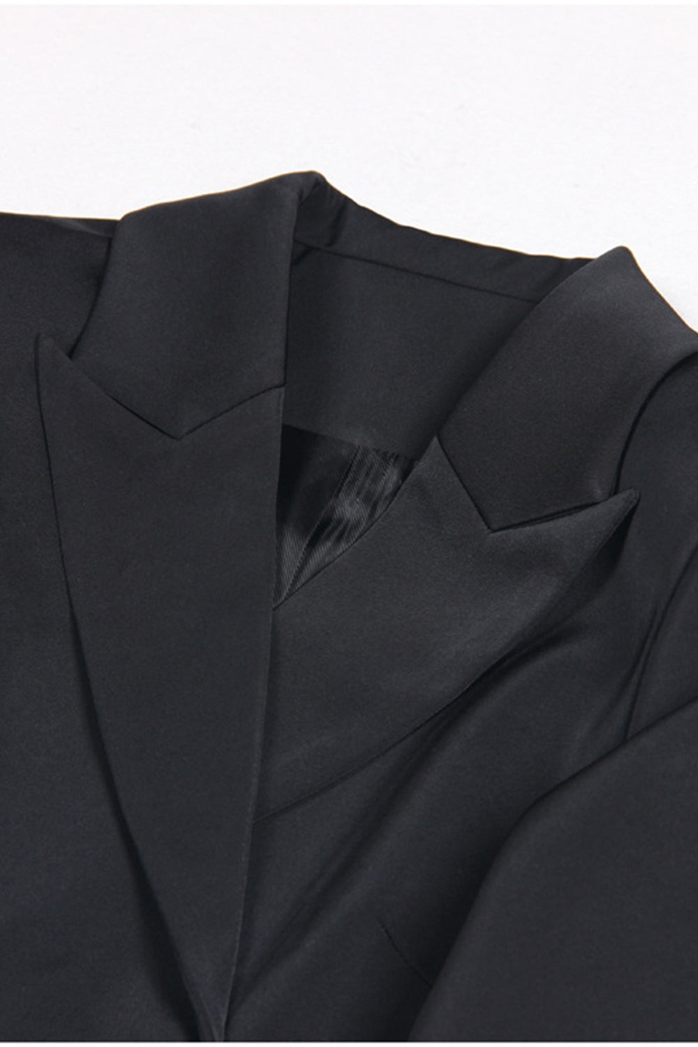 Black 2 Piece Peak Lapel Short Women Prom Suits with Feather