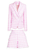Pink 2 Piece Peak Lapel Double Breasted Women Prom Suits with Pockets