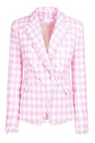 Pink 2 Piece Peak Lapel Double Breasted Women Prom Suits with Pockets