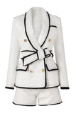 White 2-Piece Shawl Lapel Double Breasted Women Prom Suits