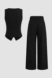 Navy 2 Piece Satin Sleeveless Women Prom Suits