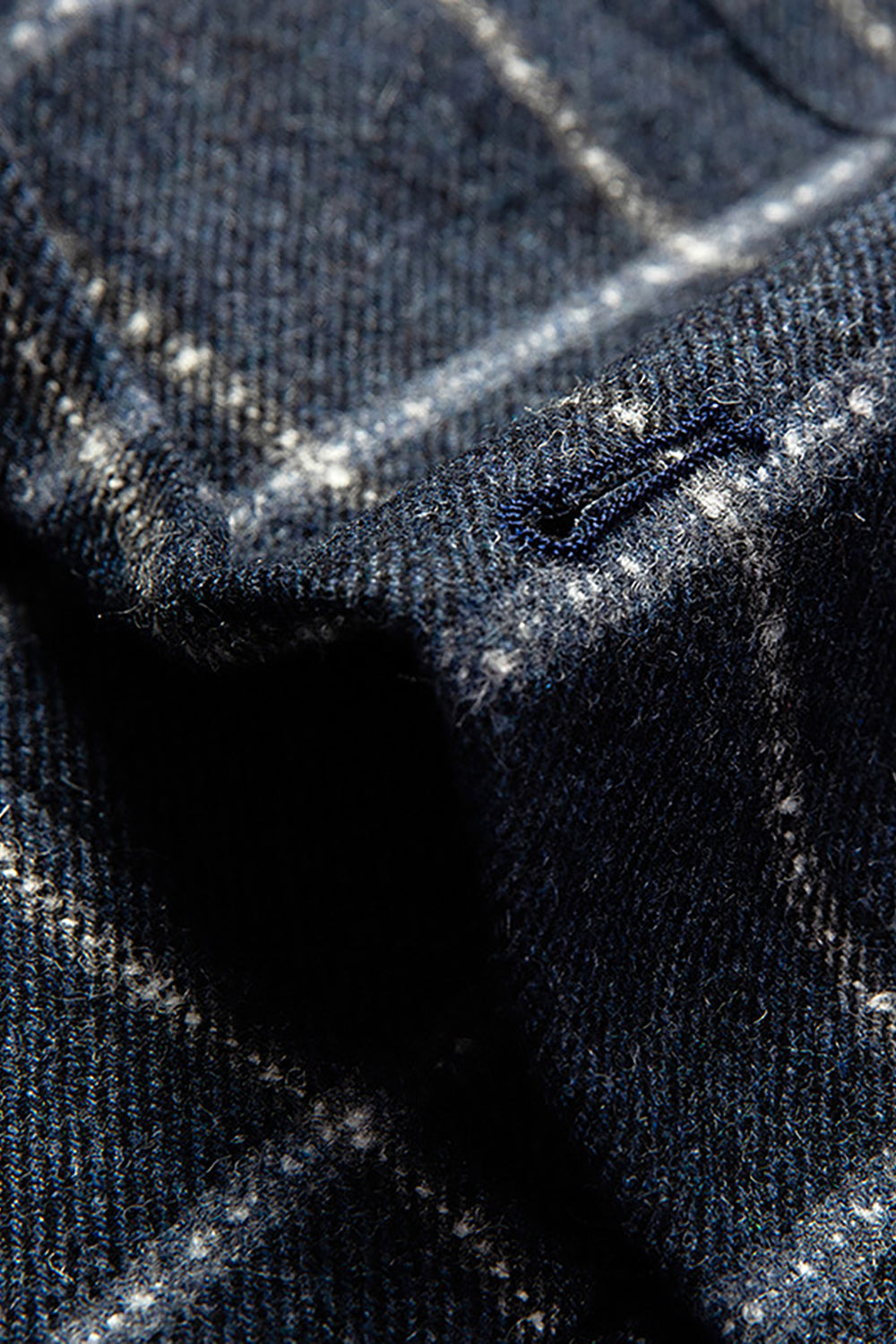 Dark Blue Plaid Notched Lapel Men's Blazer with Pockets