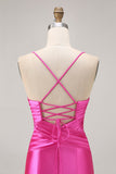 Fuchsia Cut Out Pleated Tight Cocktail Dress with Bow
