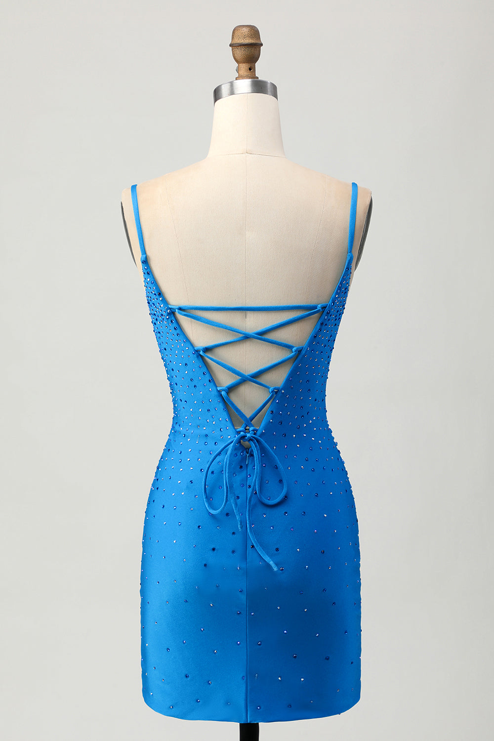 Sparkly Blue Bodycon Cut Out Tight Cocktail Dress with Beading