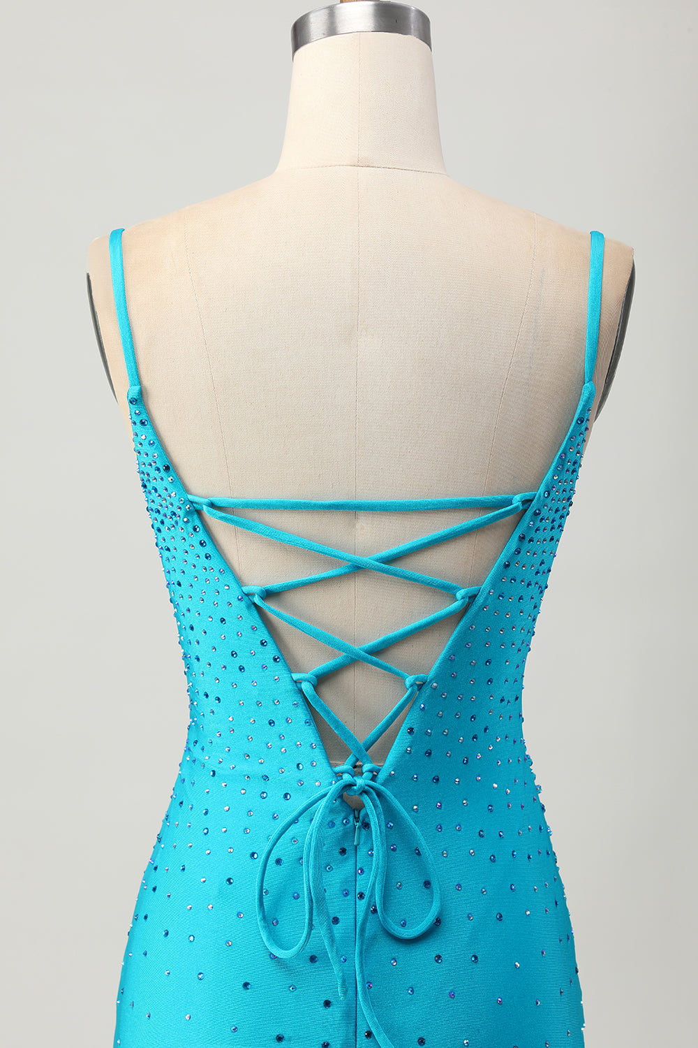 Blue Bodycon Cut Out Short Prom Dress with Beading