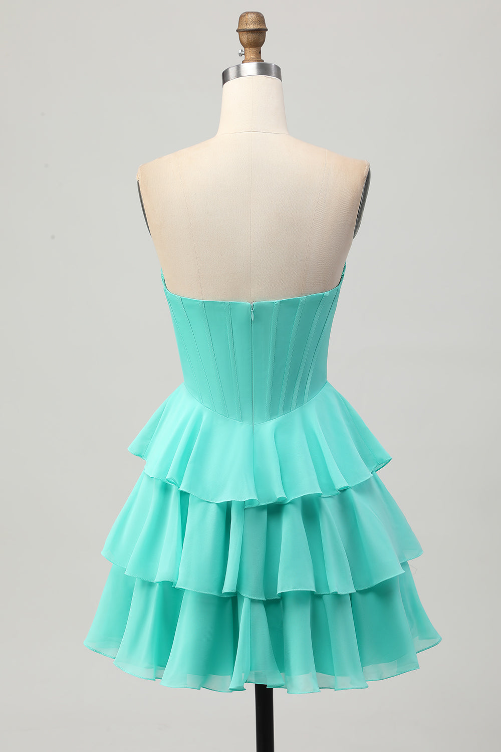 Green A Line Sweetheart Corset Short Prom Dress with Beading