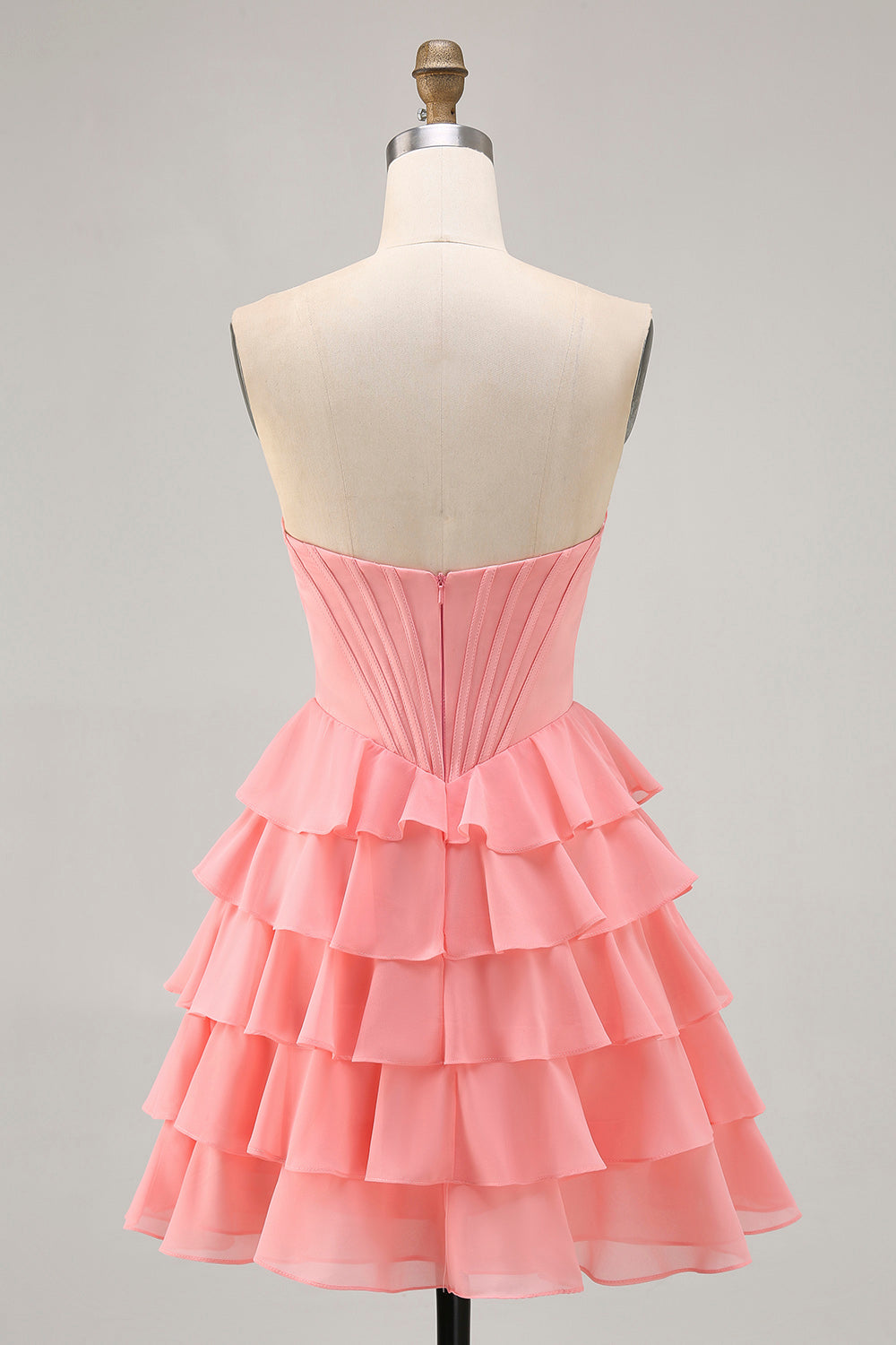Blush Tiered A Line Strapless Short Prom Dress