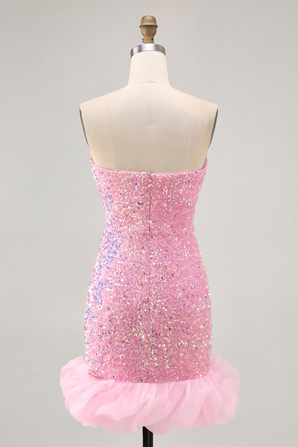 Sparkly Off The Shoulder Pink Sequins Tight Cocktail Dress