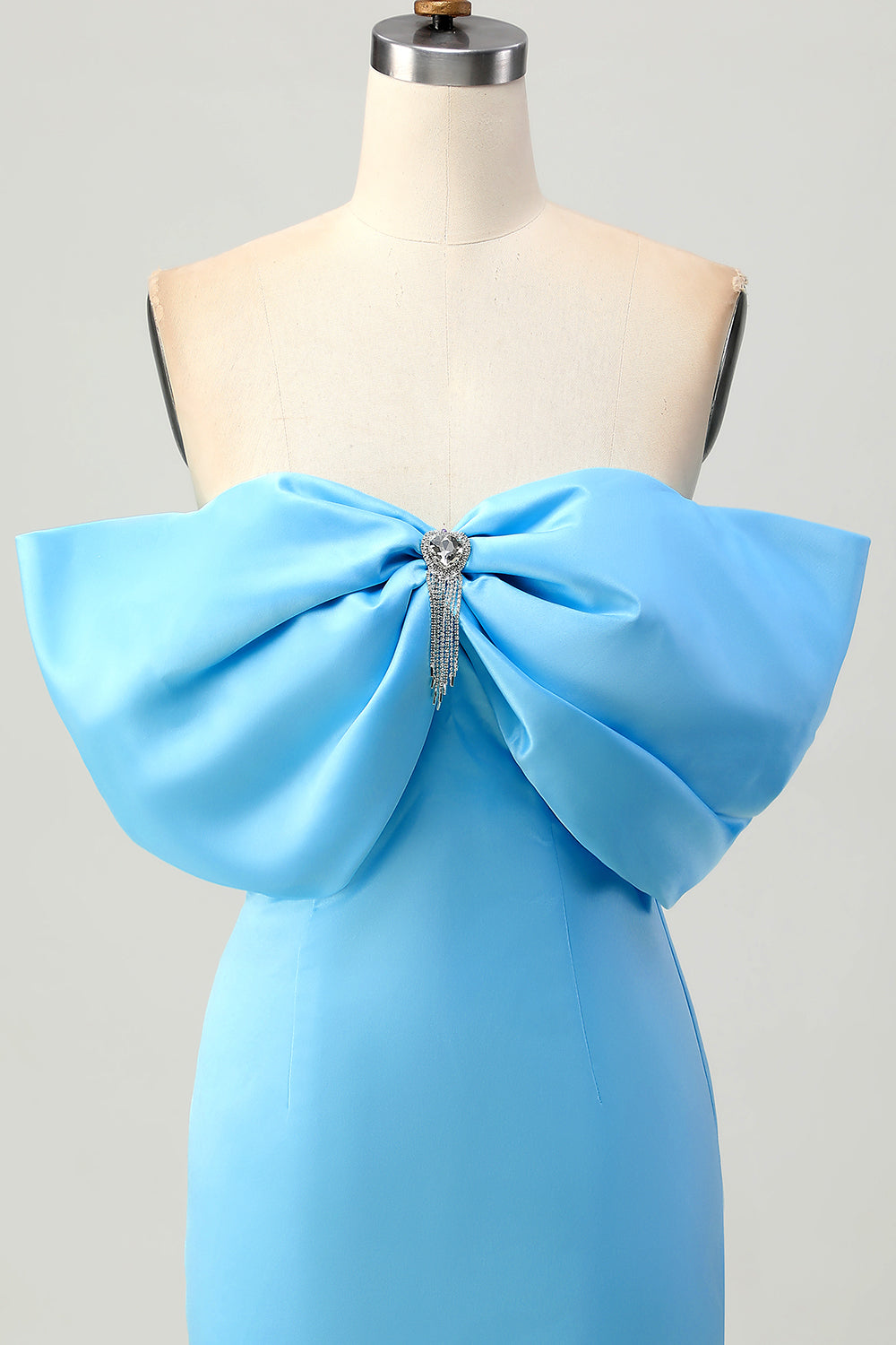 Blue Strapless Ruched Tight Short Prom Dress with Lace-up Back