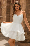 Strapless White Corset A Line Short Prom Dress