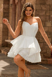 Strapless White Corset A Line Short Prom Dress