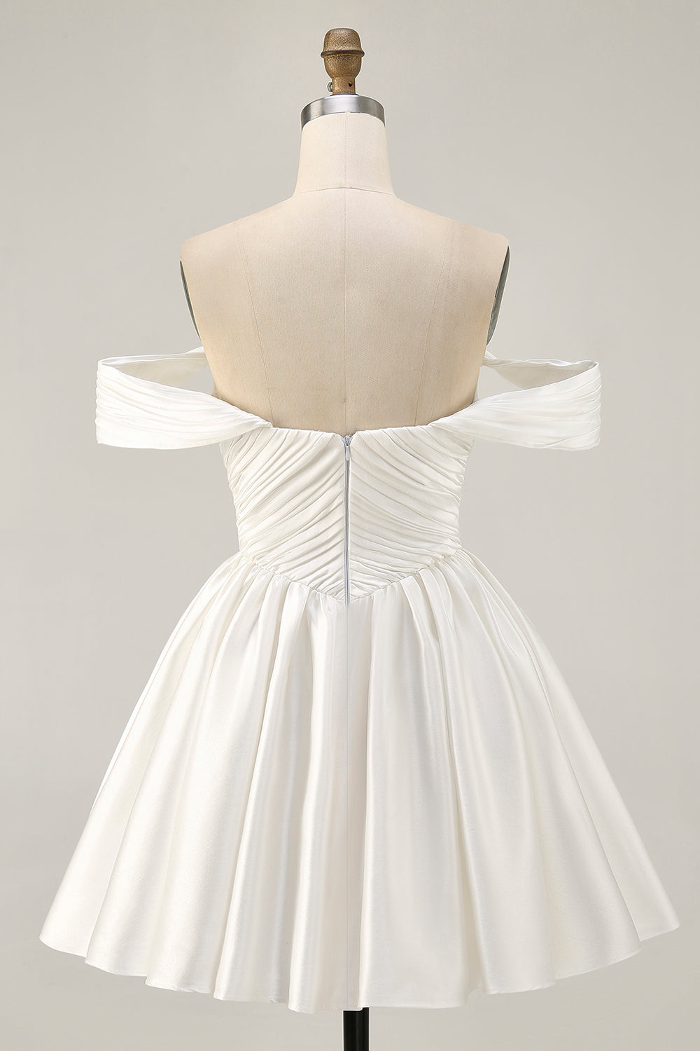 Ruched Off The Shoulder White Short Prom Dress