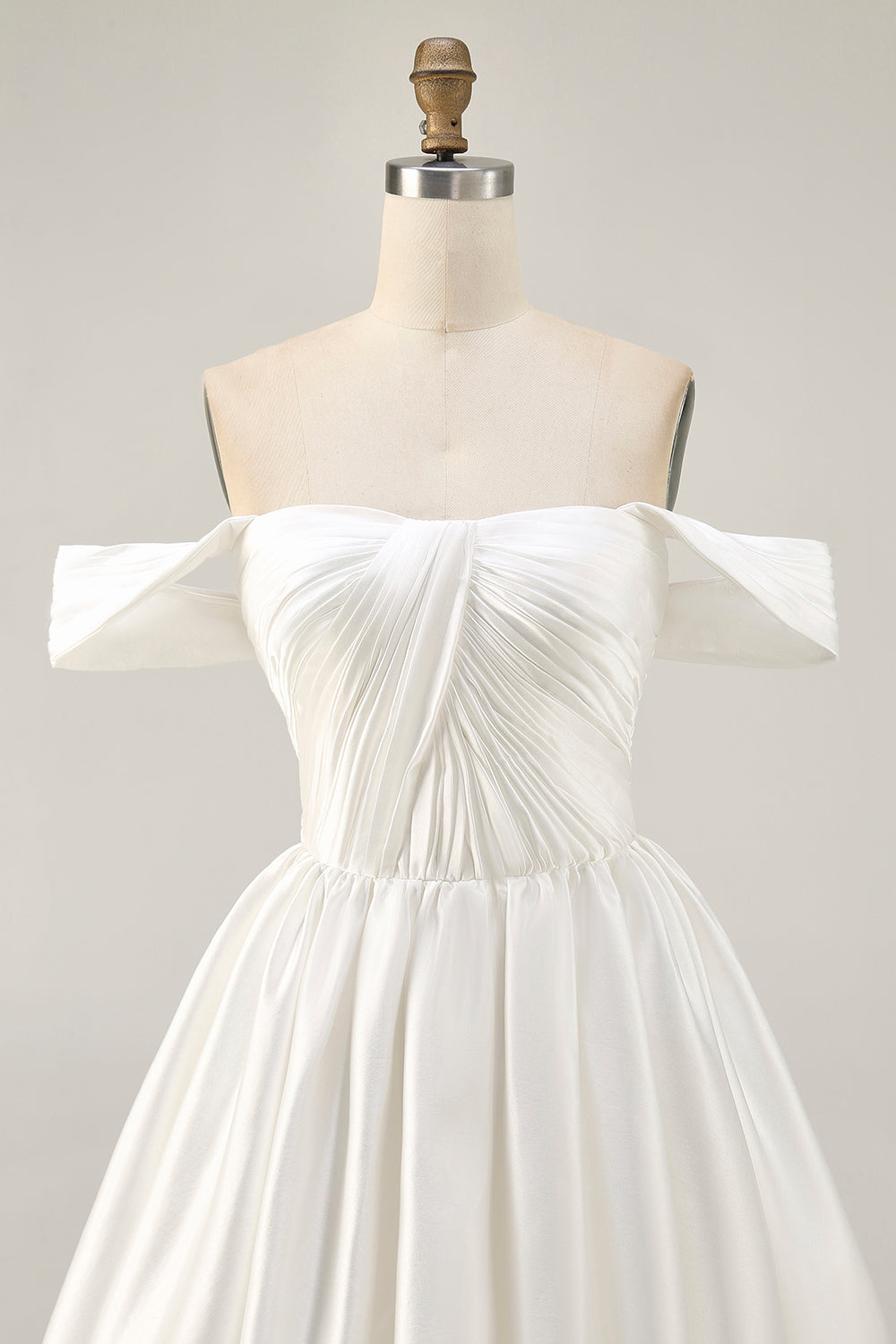 Ruched Off The Shoulder White Short Prom Dress