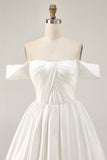 Ruched Off The Shoulder White Short Prom Dress