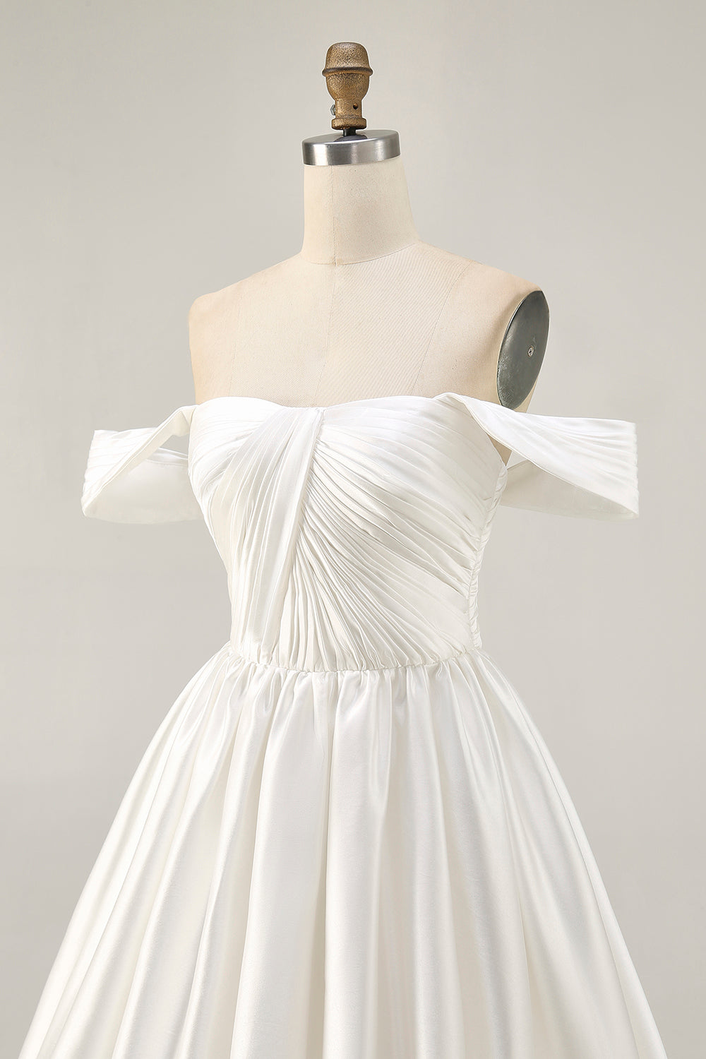 Ruched Off The Shoulder White Short Prom Dress