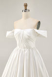 Ruched Off The Shoulder White Short Prom Dress
