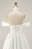Ruched Off The Shoulder White Short Prom Dress